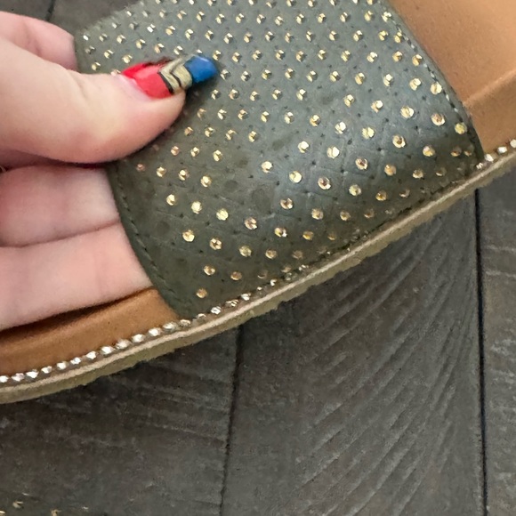 Green and Brown Slip-On Sandals with Textured Sole - Picture 6 of 10